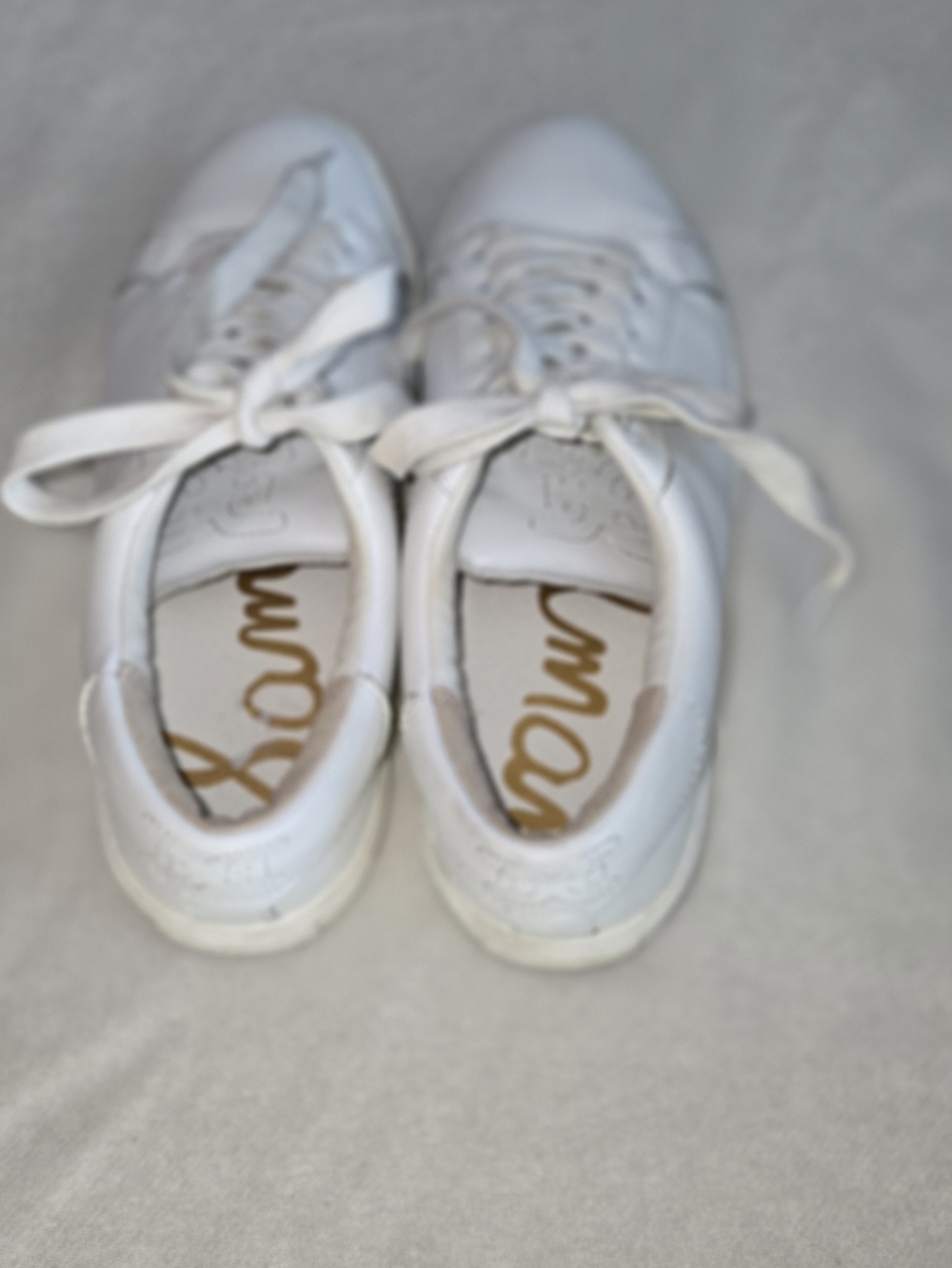 Sam Edelman Size 7 Ethyl White Leather Lace-Up Sneakers